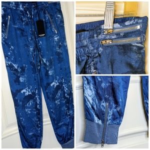 LAST CHANCE! NWT Silk-like tie dye blue Jogger Designer Pants